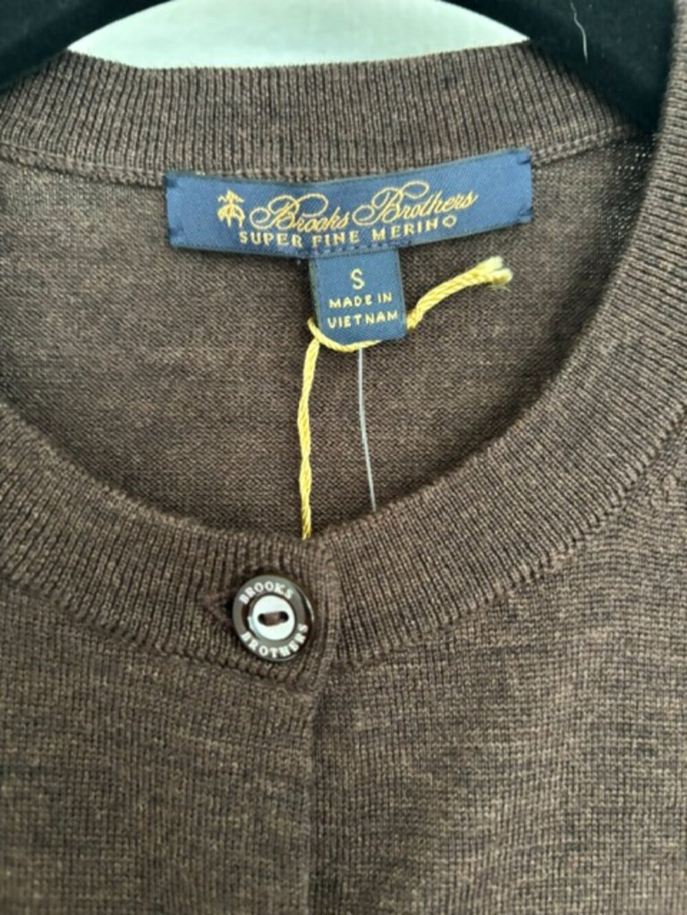 Brooks Brothers Super Fine Merino Brown Cardigan Size S - Picture 5 of 5